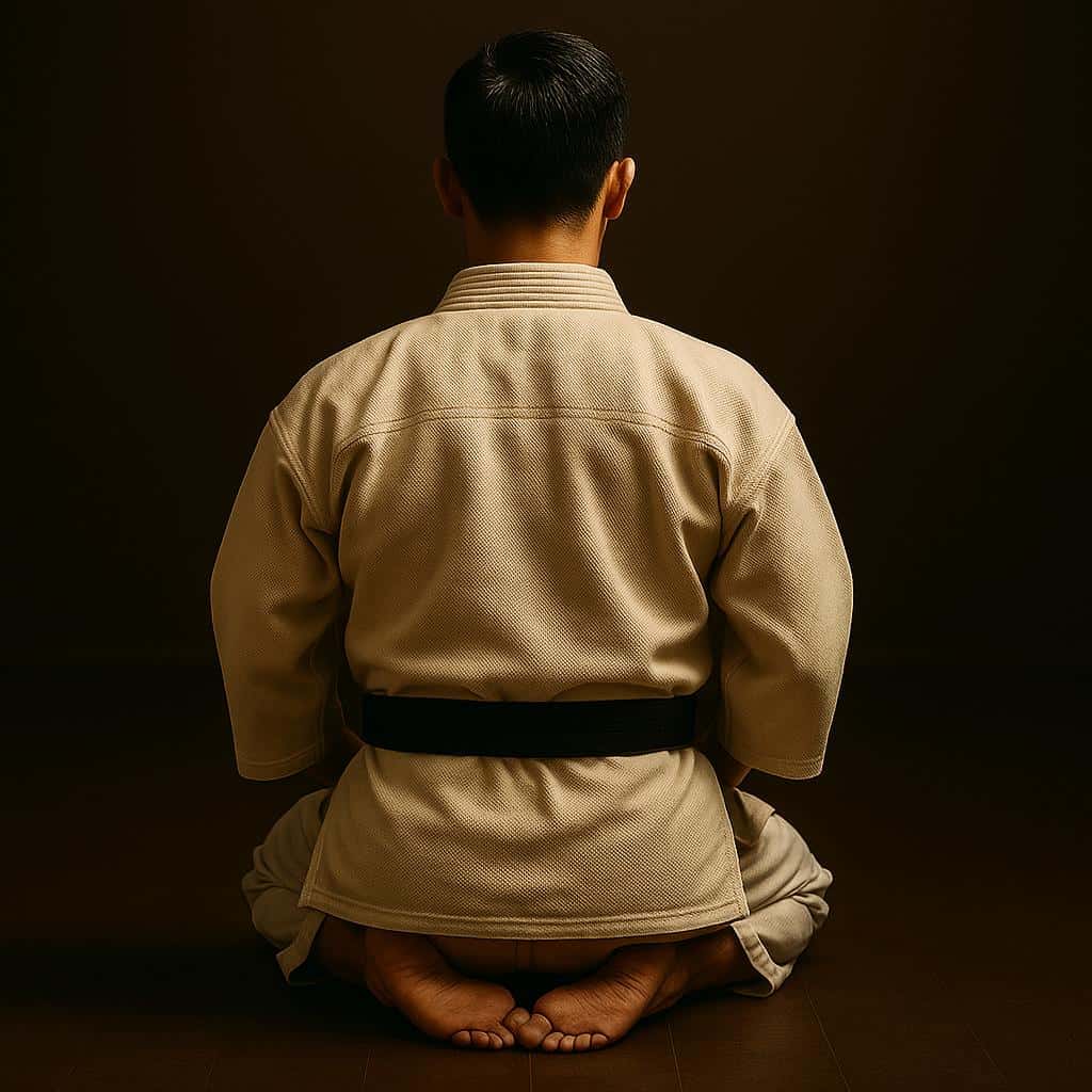 Sensei em posição Seiza - Saudação no Karaté